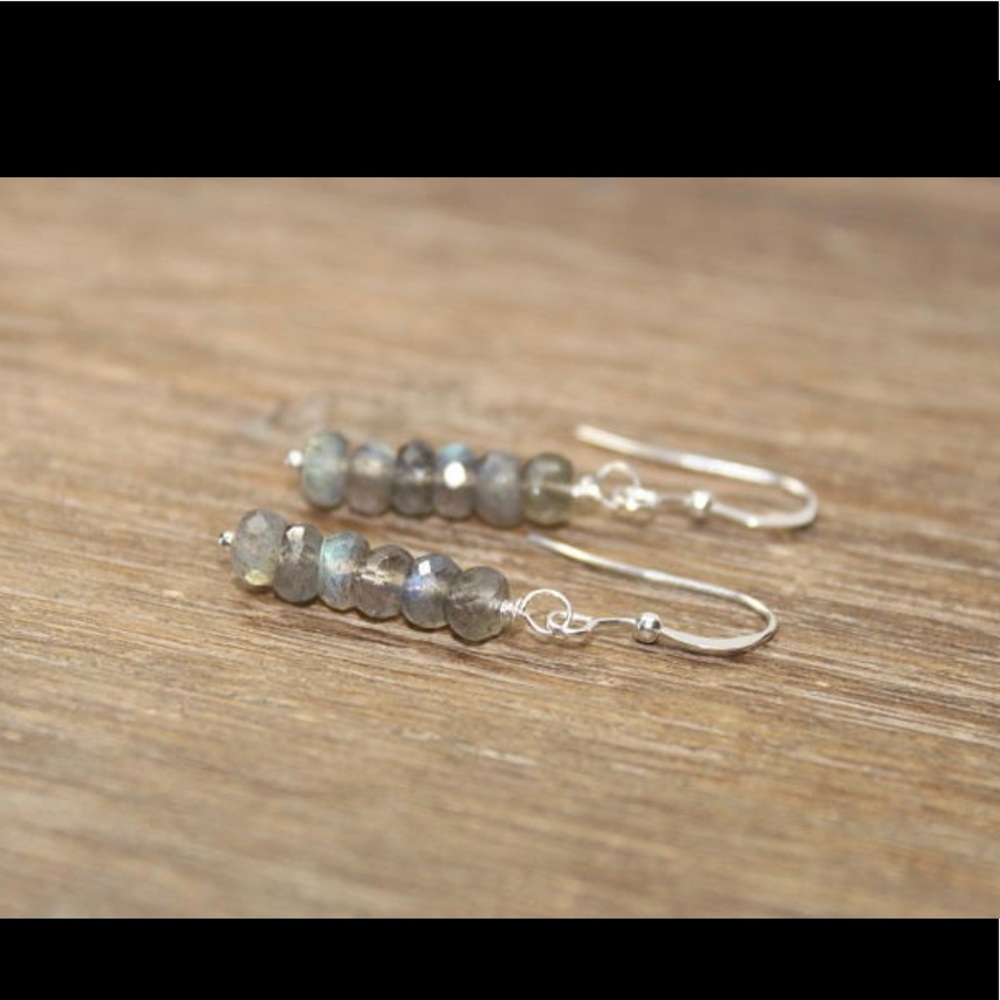 Labradorite Dangle Gemstone Sterling Silver Earrings